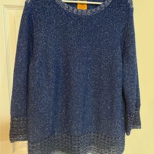 Ruby Rd. Blue Textured Knit Sweater